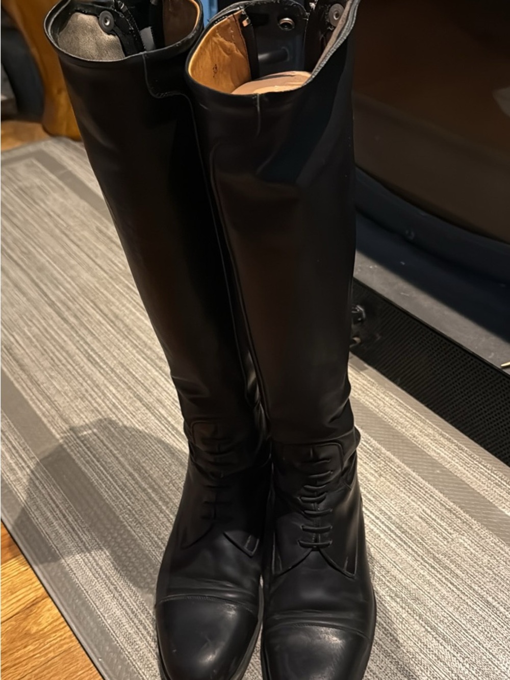 Black Leather Tall Riding Boots - Women's Elegant Equestrian Style